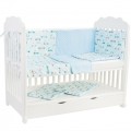 Set complet lenjerie si aparatori model iepurasi cu plus bleo