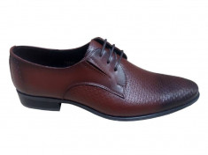Pantofi barbati lux - eleganti din piele naturala maro (perforatii cu laser) - Model 721M foto