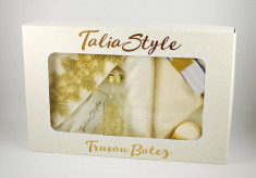Trusou Botez Talia Style Gold cu broderie, pentru fetite si baieti - set pentru biserica TRB748 foto