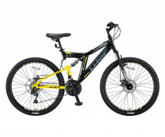 Bicicleta MTB Full Suspensie Umit BlackRider 2D , culoare Negru/Galben, Roata 26PB Cod:2638200000 foto