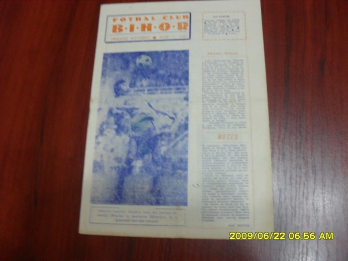 Program - supliment FC Bihor iul. 1980