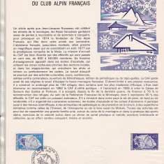 FRANTA 1974 - CENTENAR CLUB ALPIN FRANCEZ. CARTON FILATELIC, FD46