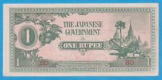 (1) BANCNOTA BURMA - 1 RUPEE 1942, OCUPATIE JAPONEZA foto