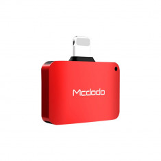 Adaptor Lightning la Dual Port Lightning Mcdodo Compact Red (aluminiu, audio + incarcare) foto