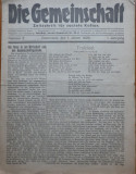 Die Gemeinschaft , Comunitatea, revista pentru cultură socială , Cernauti , 1929