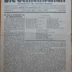 Die Gemeinschaft , Comunitatea, revista pentru cultură socială , Cernauti , 1929