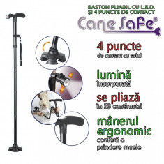 Cane Safe - baston pliabil cu LED si 4 puncte de contact foto