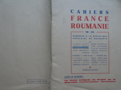 Caiete Franta - Romania , Martie - Aprilie 1948 , Noua Constitutie Romana foto