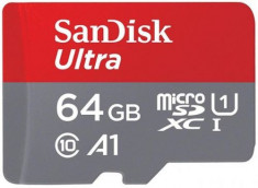 Card de memorie SanDisk SDSQUAR-064G-GN6MA, microSDXC, 64 GB, Clasa 10 + Adaptor SD foto
