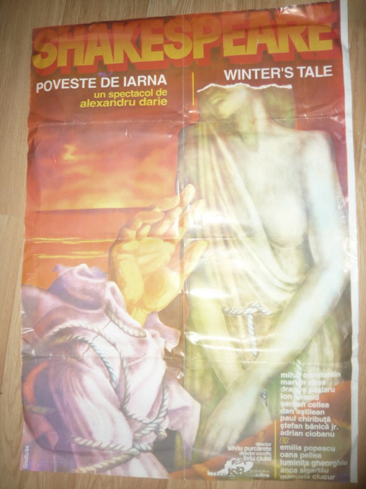 Afis cu Piesa Poveste de Iarna -la Teatrul Bulandra 1994 ,dim.=98x69 cm