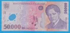 (12) BANCNOTA ROMANIA - 50.000 LEI 2001, POLYMER, PORTRET ENESCU, STARE BUNA foto