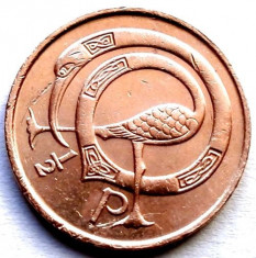 IRLANDA , 1/2 PENNY 1971 , PASARE STILIZATA !!! foto