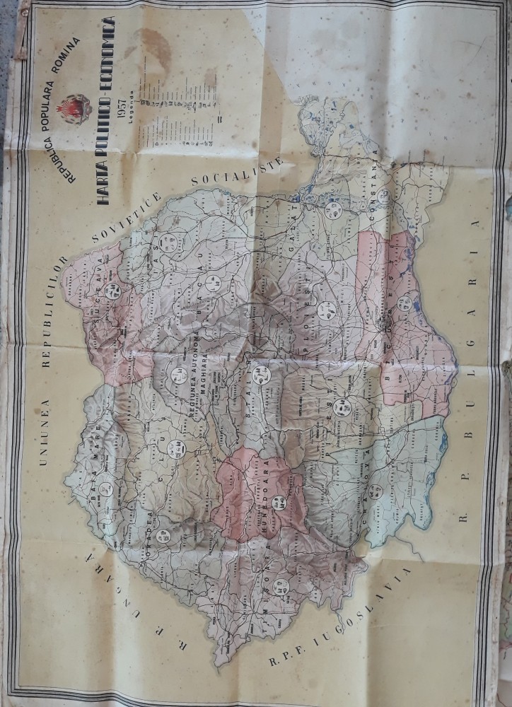 Harta economica + politic-administrativa / RPR - aprox. 100x60cm ...