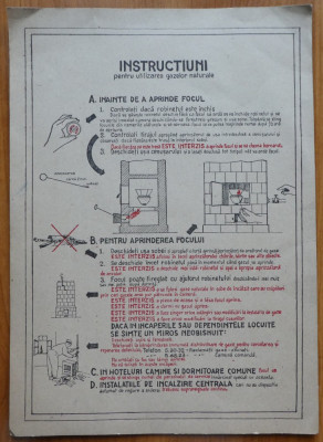 Pliant pe carton gros pompieri : Instructiuni pt. utiliz. gazelor , interbelica foto