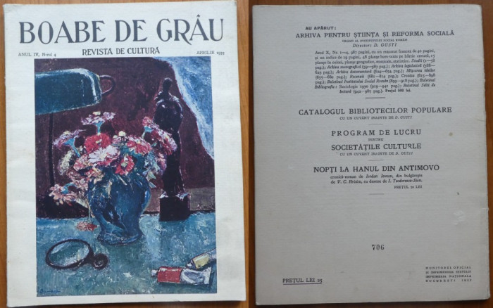 Boabe De Grau ; Rev. De Cultura , Aprilie , 1933 , An 4 , Univer. din Cernauti