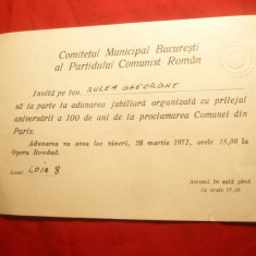 Invitatie a Comitetului Municipal Bucuresti PCR 1971