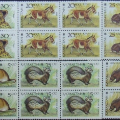 KAZASTAN - ANIMALE SALBATICE, 1993, 4 X 6 V IN BLOC, NEOB. - KZH 02A