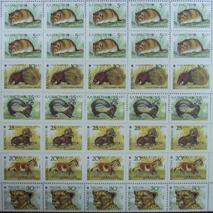 KAZASTAN - ANIMALE SALBATICE, 1993, 10 X 6 V, NEOB. - KZH 02B