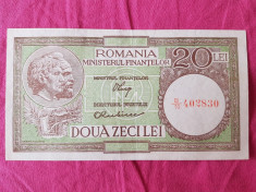 ROMANIA 20 LEI 1947, 1948, 1950 XF SIGN LUCA, RUBICEC FILIGRAN RPR DE JOS IN SUS foto