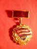 Insigna - Fruntas in Intrecerea Socialista 1978 URSS ,h= 5 cm , metal si email