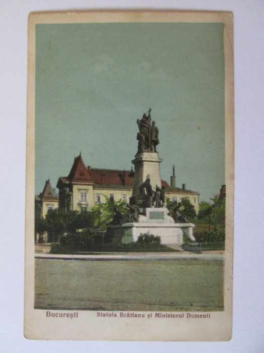 C.P.Bucuresti 1932-Statuia Bratianu si Ministerul Domenii