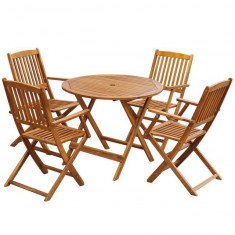 Set mobilier de exterior pliabil, 5 piese, lemn acacia, rotund foto