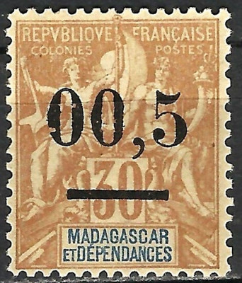 RARA---MADAGASCAR 1902--- 00,5 IN LOC DE 0,05--1902 -- MNH PERFECTA foto