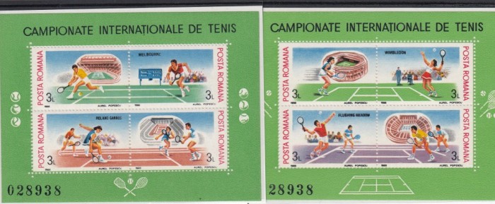 ROMANIA 1988 LP 1206 CAMPIONATUL INTERNATIONAL DE TENIS BLOCURI MNH