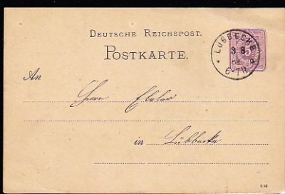 GERMANIA (REICH) 1882 - POSTKARTE. CARTE POSTALA CIRCULATA, FD82 foto