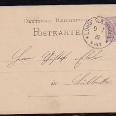 GERMANIA (REICH) 1882 - POSTKARTE. CARTE POSTALA CIRCULATA, FD82