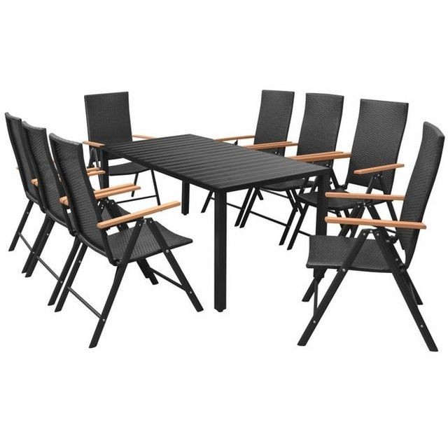 Set mobilier de exterior, 9 piese, poliratan, WPC ?i aluminiu foto mare Set mobilier de exterior, 9 piese, poliratan, WPC ?i aluminiu foto mare