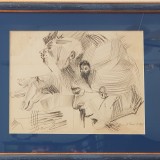 MARCEL PAVEL-GRAFICIAN-PICTOR IESEAN-GRAFICA-ANII 80, Portrete, Carbune, Abstract