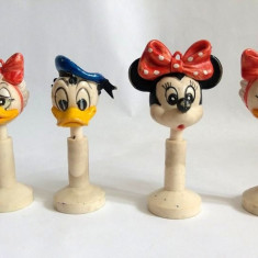 Lot 4 figurine colectie, personaje Disney, Cauciuc, Italy, 9cm, Donald, Mickey