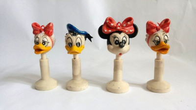 Lot 4 figurine colectie, personaje Disney, Cauciuc, Italy, 9cm, Donald, Mickey foto