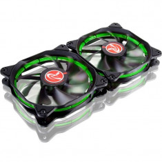 Ventilator pentru carcasa RAIJINTEK AURA 12 Green LED PWM Fan 120mm 2 Pack foto