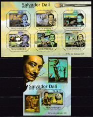 DB Arta Pictura Salvador Dali Mozambic MS + SS MNH foto