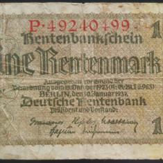 Bancnota 1 RENTENMARK - GERMANIA NAZISTA, anul 1937 *cod 605