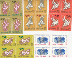 ROMANIA 1967 LP 655 CAMPIONATELE MONDIALE LUPTE GRECO-ROMANE BLOCURI DE 4 MNH foto