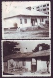 Set 4 fotofrafii originale din Roman - sistematizare urbana, demolari Ceausescu, Alb-Negru, Romania de la 1950, Cladiri