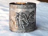 Argint BRATARA LATA MASIVA AZTECA MEXIC manopera EXCEPTIONALA veche UNICA superb