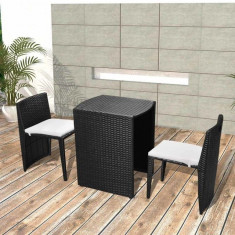 Set mobilier de exterior, 5 piese, poliratan, negru foto