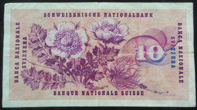 Bancnota 10 FRANCI - ELVETIA, anul 1961 * Cod 368 - MAI RARA! foto