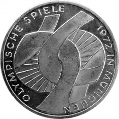 Germania moneda argint 10 marci DM 1972 - Jocurile Olimpice - UNC in capsula foto