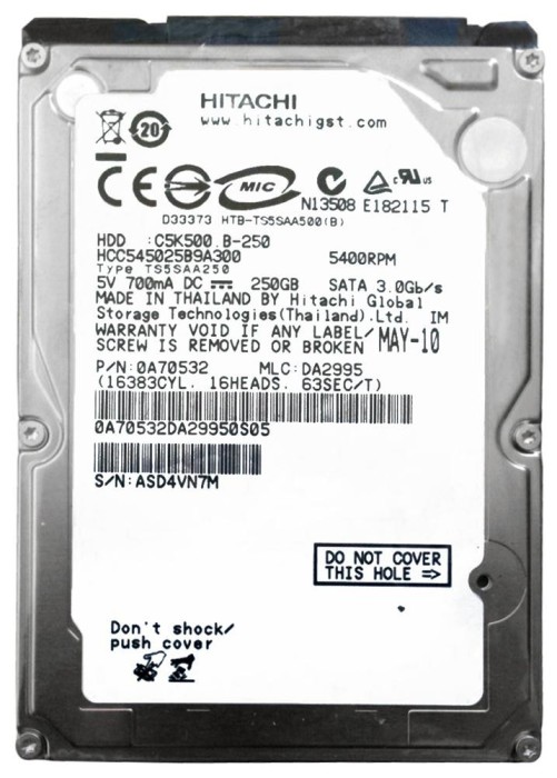 HDD Hard Disk Laptop 250GB HITACHI HCC545025B9A300 250 sata 2 HGST C5K500