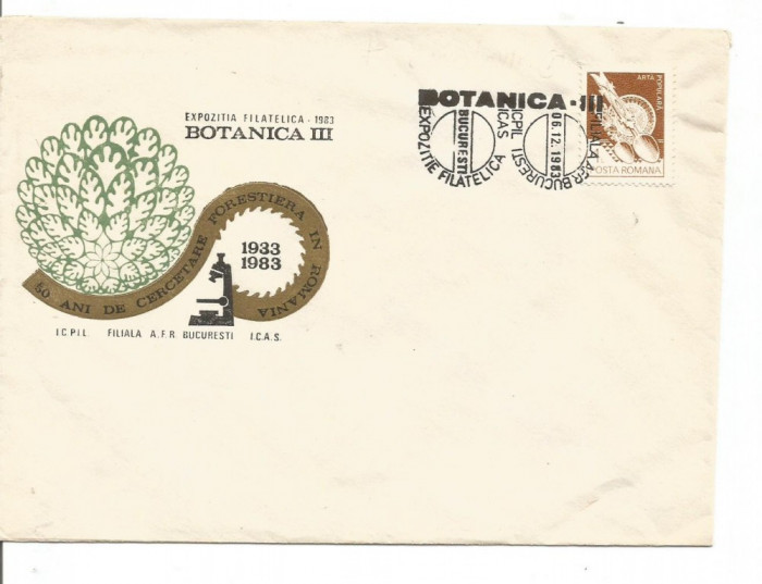 No(3) plic-Expozitia filatelica BOTANICA III --1983