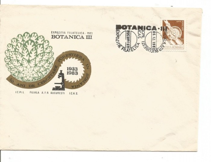 No(3) plic-Expozitia filatelica BOTANICA III --1983