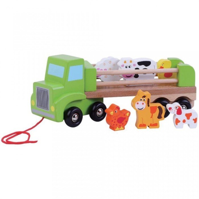 Camion din lemn cu animale Ferma - Sun Baby Camion din lemn cu animale Ferma - Sun Baby