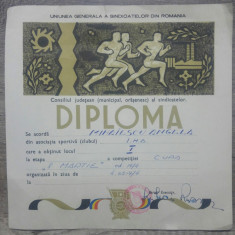 Diploma sportiva// Uniunea Generala a Sindicatelor, 1974