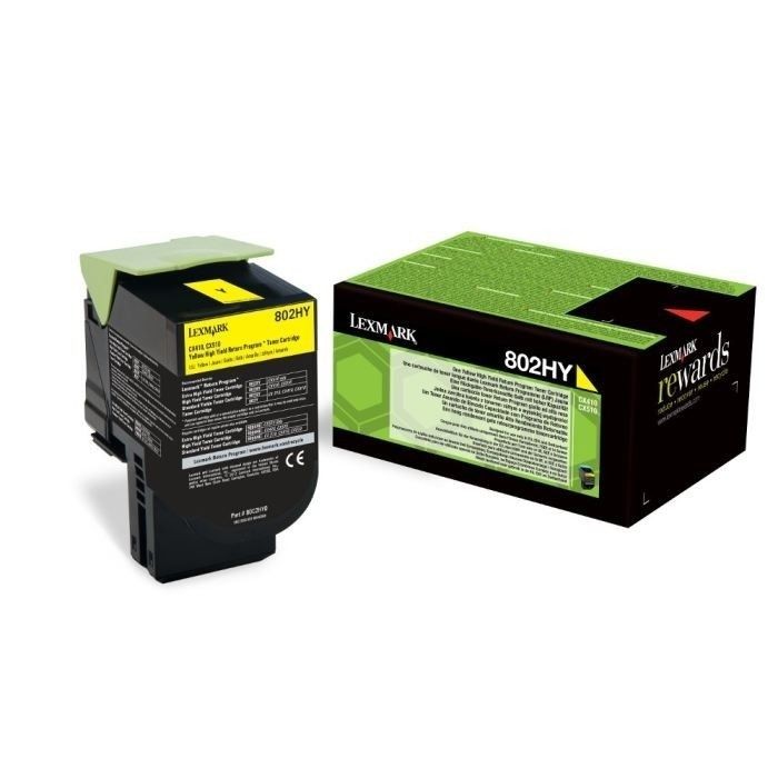 Toner Original pentru Lexmark Yellow 802HY, compatibil CX310/410/510, 3000pag... foto mare Toner Original pentru Lexmark Yellow 802HY, compatibil CX310/410/510, 3000pag... foto mare
