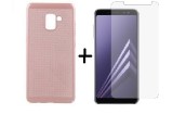 Pachet husa Elegance Luxury Rose-Gold Samsung Galaxy A8 + folie protectie gratis, Roz, Oem